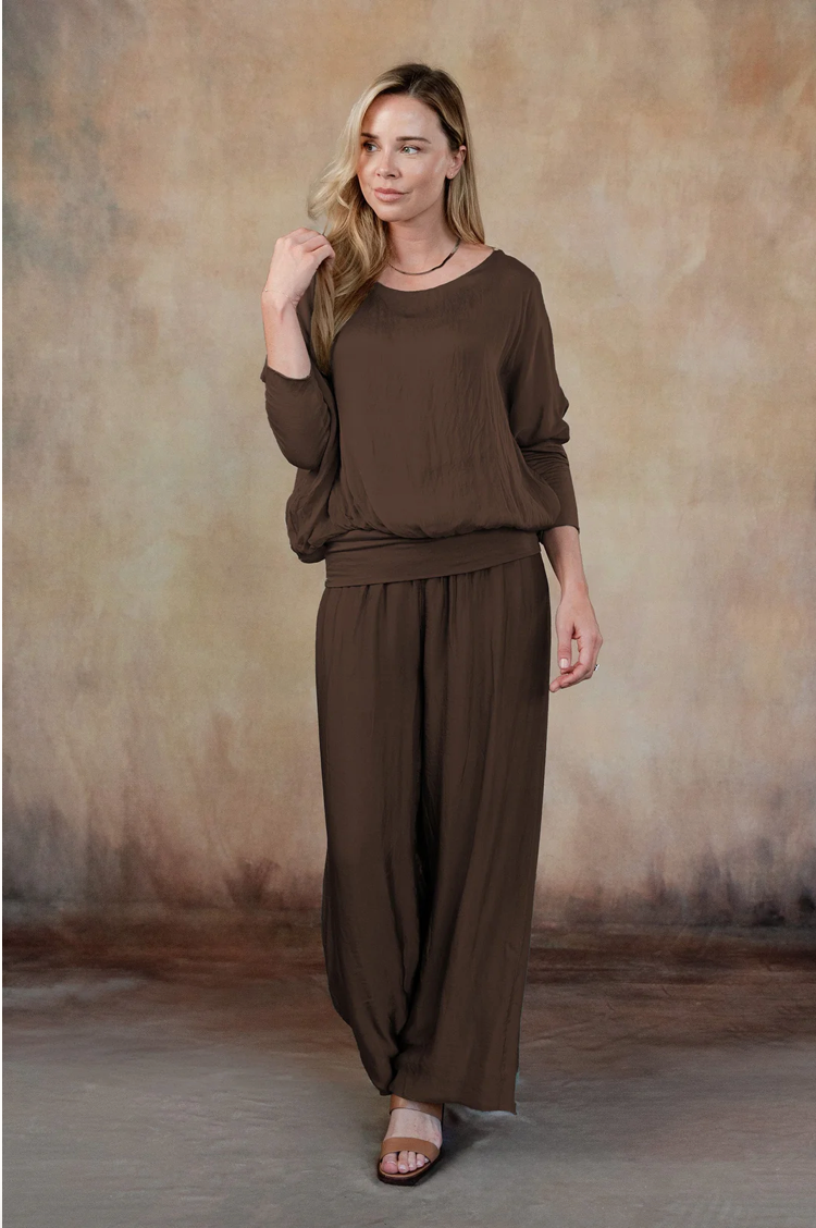Cassandra Silk Top - Espresso