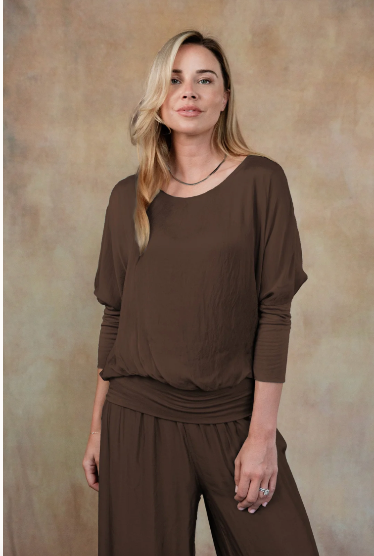 Cassandra Silk Top - Espresso