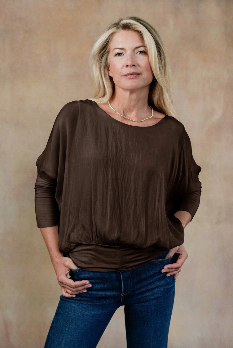 Cassandra Silk Top - Espresso