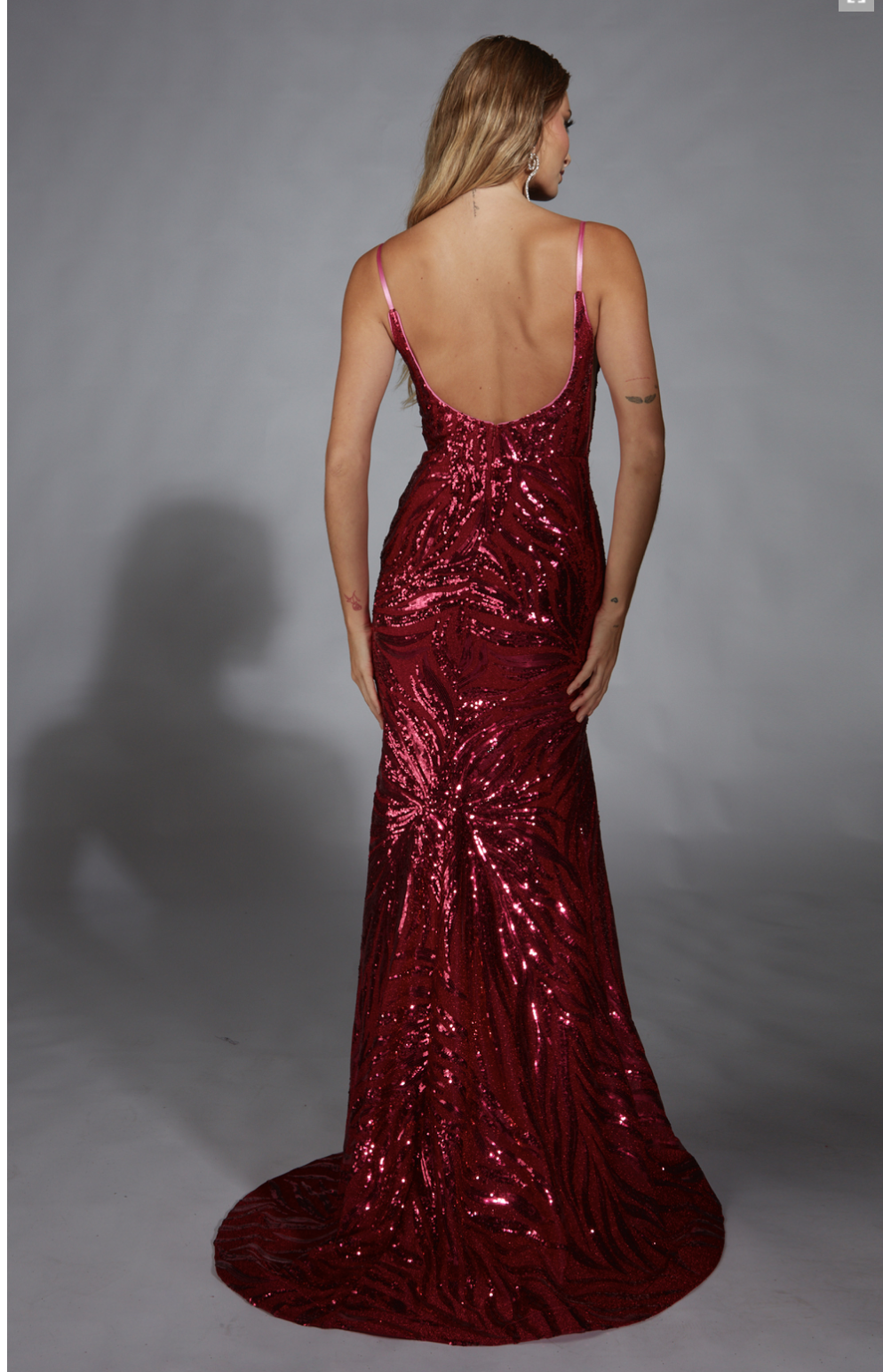 Cerise Fitted Gown | AP-1840