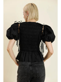 Detachable Sleeve Peplum Top