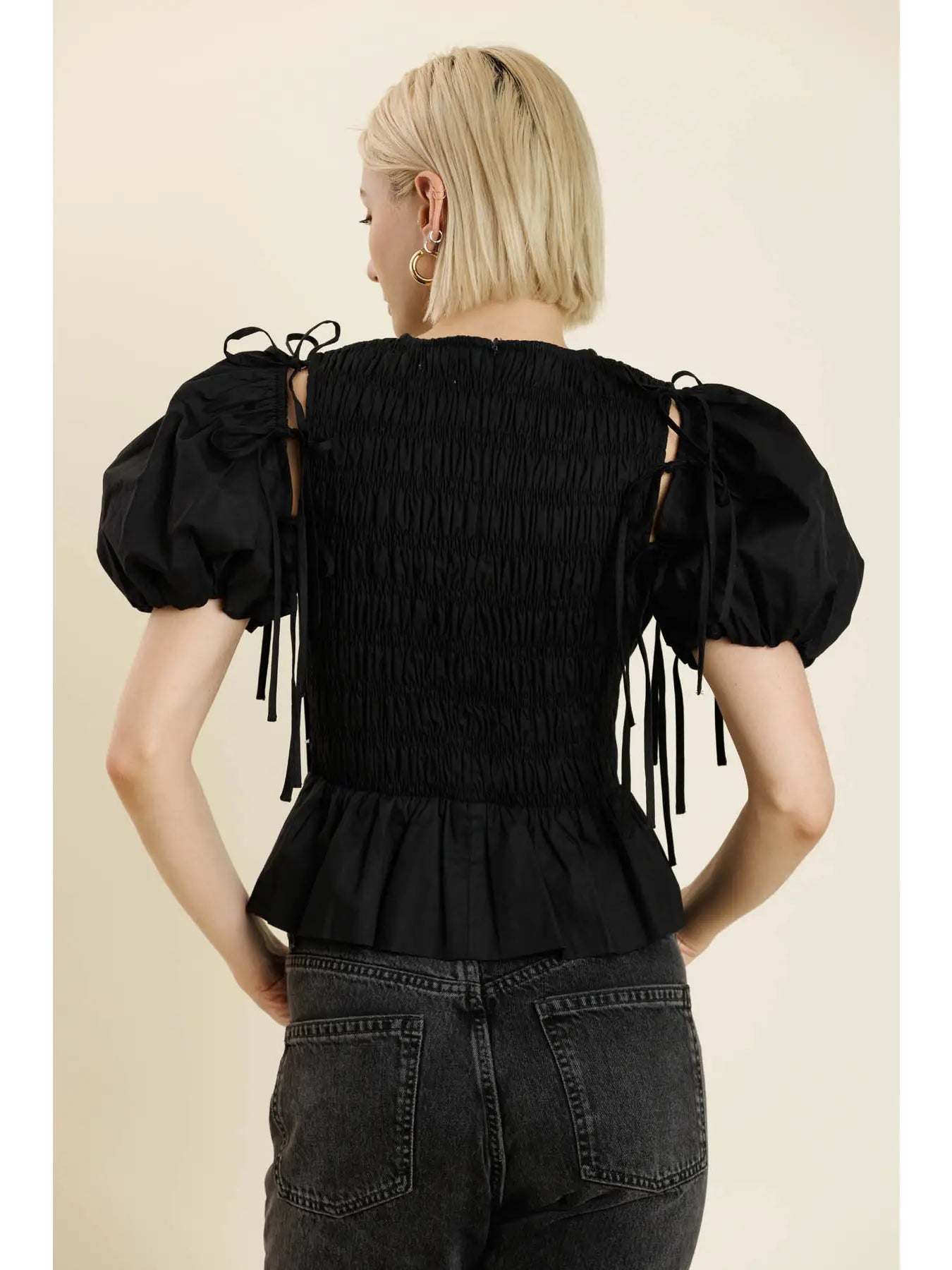 Detachable Sleeve Peplum Top