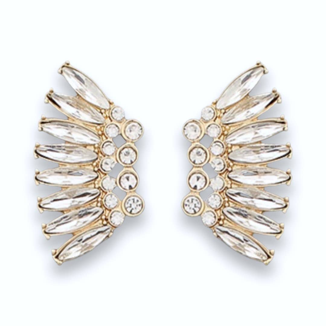 Gold Crystal Marquis Wing Earrings