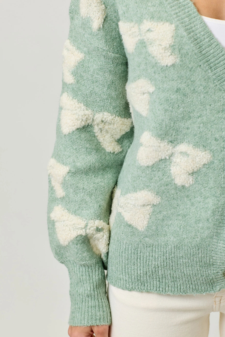 Mint Ribbon Button Down Cardigan