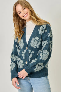 Floral Button Down Cardigan | Emerald