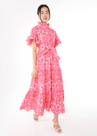 Sadie Maxi Dress Hot Pink Hibiscus Jacquard