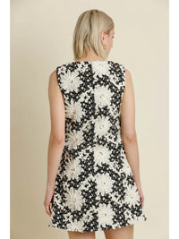 Embroidered Twill Mini Dress