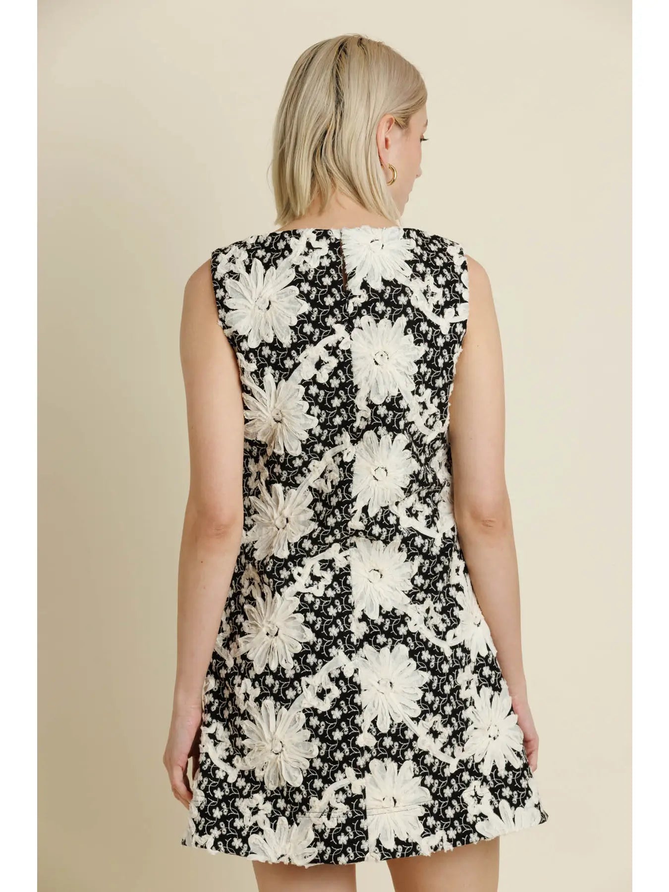 Embroidered Twill Mini Dress