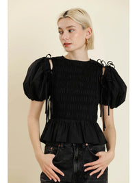 Detachable Sleeve Peplum Top