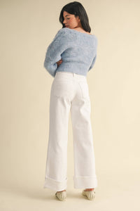 Optic White Cuffed Palazzo Jean