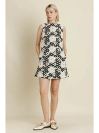 Embroidered Twill Mini Dress