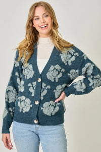Floral Button Down Cardigan | Emerald