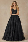 Embroidered Bodice Ball Gown | Black