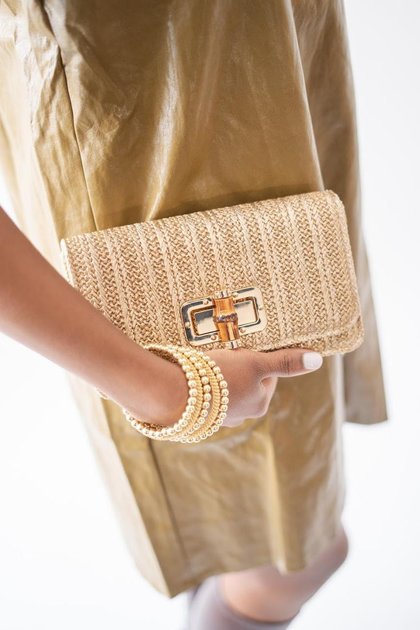 Gold Woven Lilly Clutch