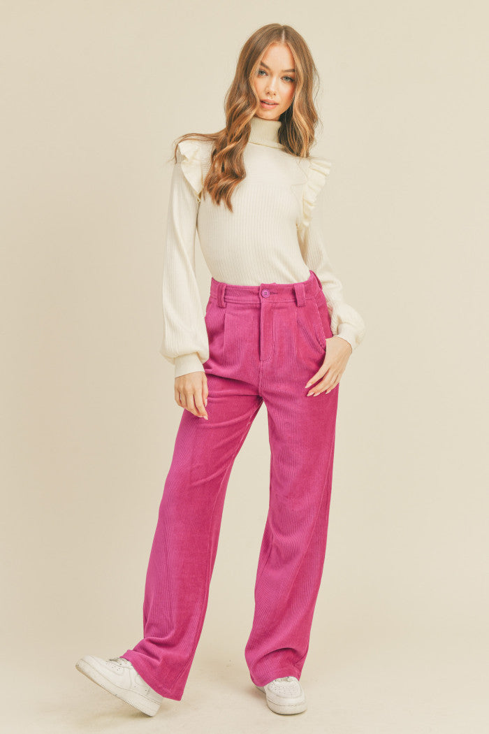 Ruffle Shoulder Turtleneck - Ivory