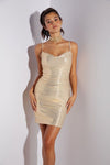 Champagne Ruched Fitted Dress