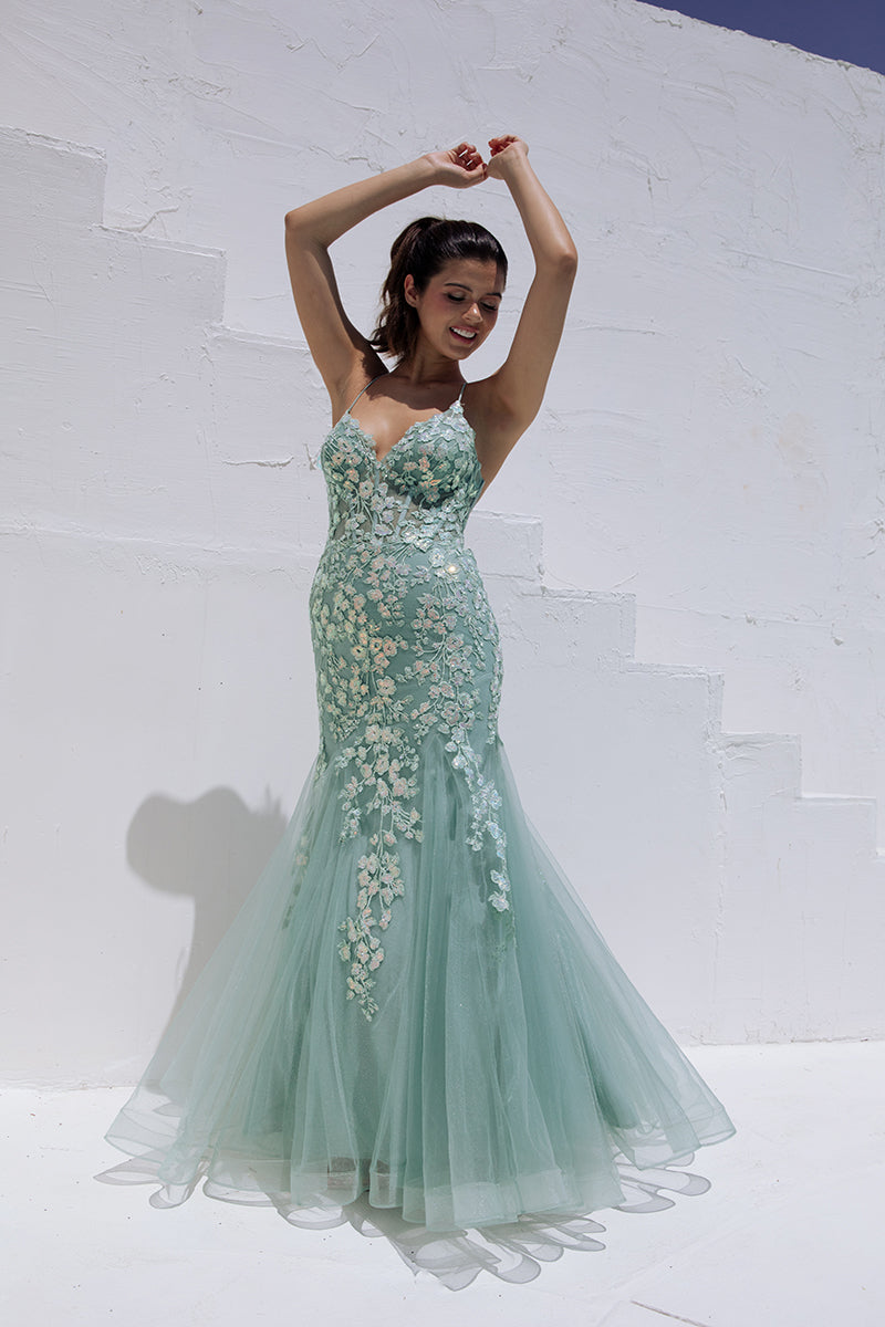 Guess I'm In Love Sage Gown - E-9696