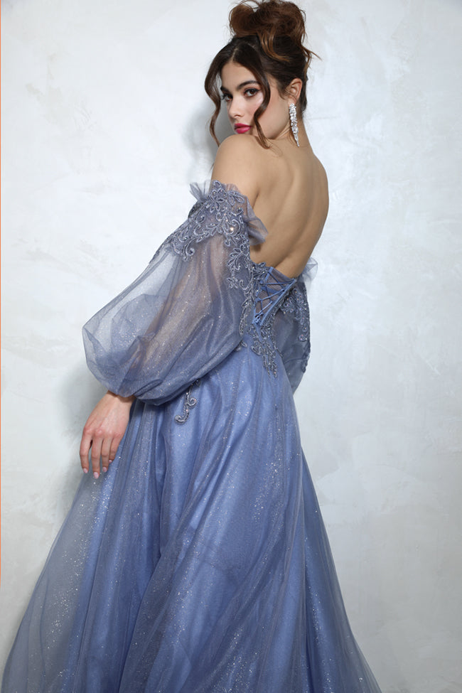 Slate Blue Kiss You Gown - E-9505G