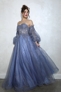 Slate Blue Kiss You Gown - E-9505G