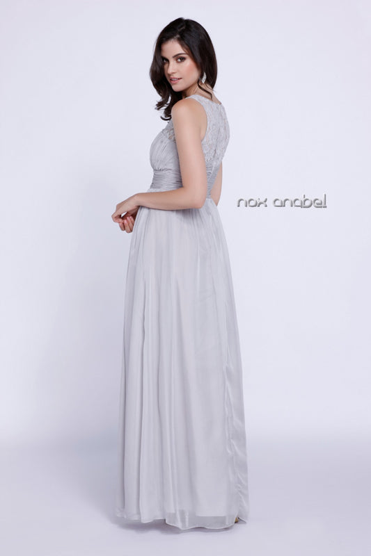 Sleeveless Lace Gown | Silver