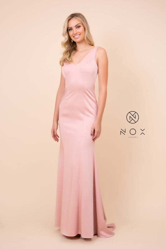 Fitted Sleeveless V-Neck Gown | Rose