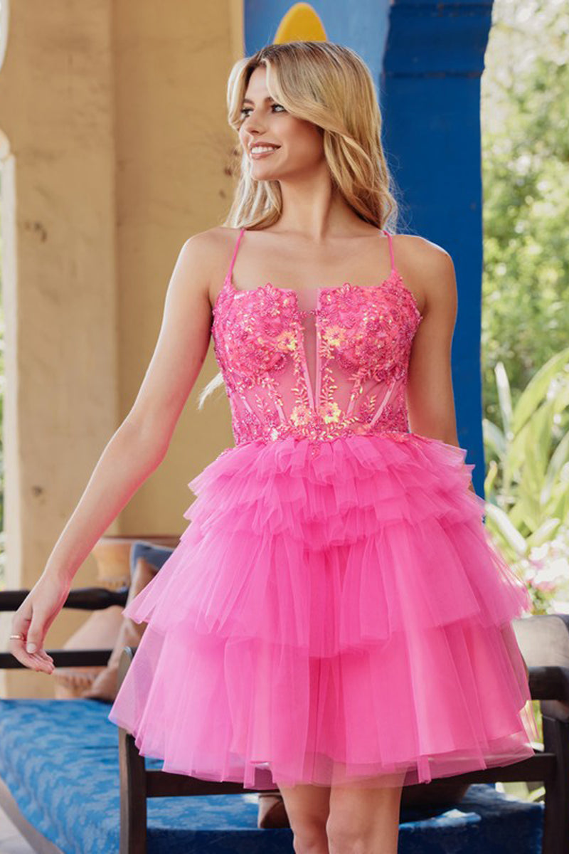 Hot Pink Corset Tulle Dress Betty & Jane Boutique Hot Pink Corset Tulle Dress Betty & Jane Boutique