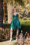 Emerald Lace Corset Mini Dress