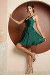 Forest Green Cowl Neck Mini Dress - N-R759