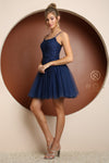 Navy Tulle A-Line Dress