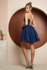 Navy Tulle A-Line Dress