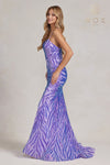 Sequin Sweetheart Neckline Leaf Gown | Lilac