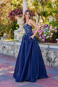 Navy A-Line Embellished Gown | J-JT2617U
