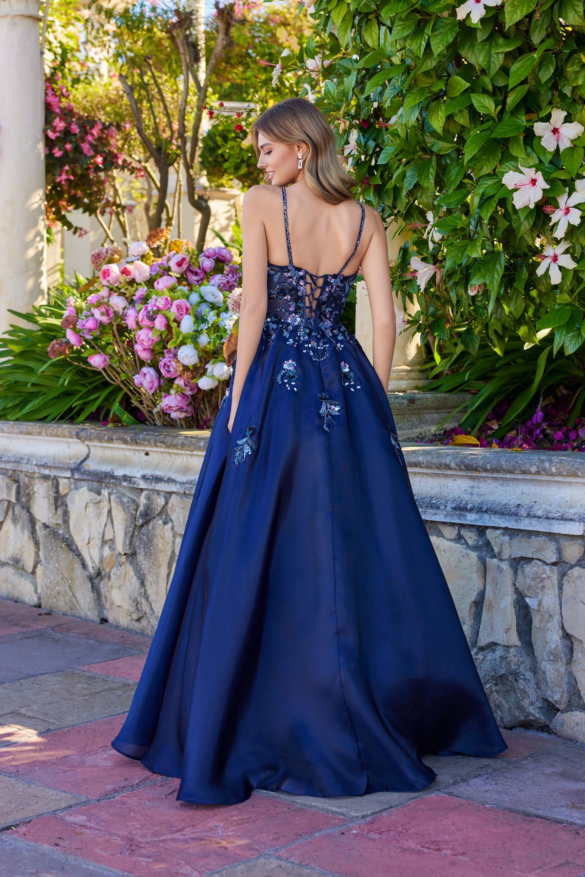 Navy A-Line Embellished Gown | J-JT2617U