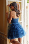 Navy Tulle Mini Dress