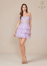 Lilac Tiered Mini Dress