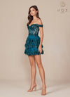 Teal Tiered Mini Dress