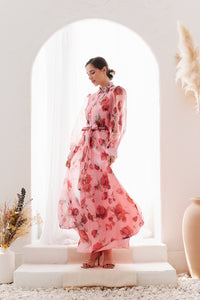 Rose Organza Maxi Shirtdress