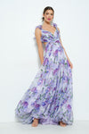 Lavender Floral Chiffon Maxi Dress