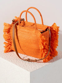 Orange Sarah Raffia Tote