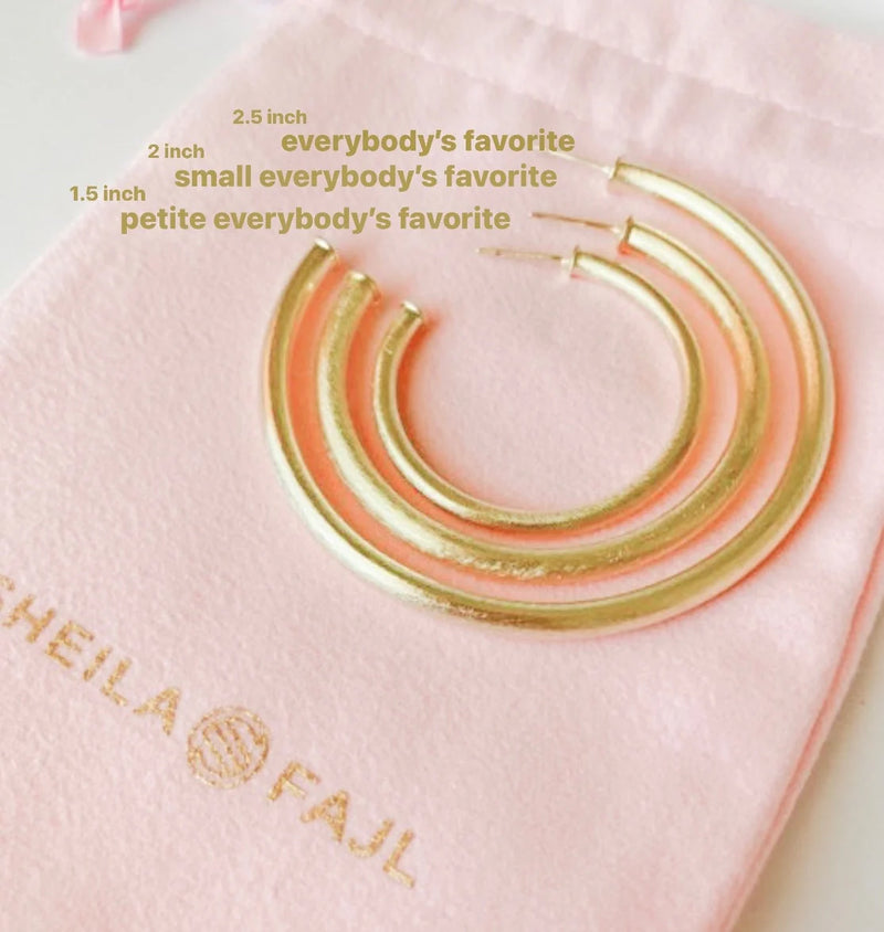 Petite Everybody's Favorite Hoops - Brushed Gold