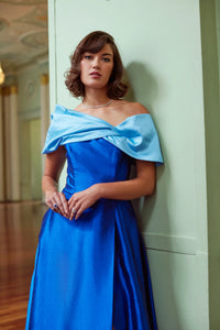 Amelia Gown Cobalt Dupioni