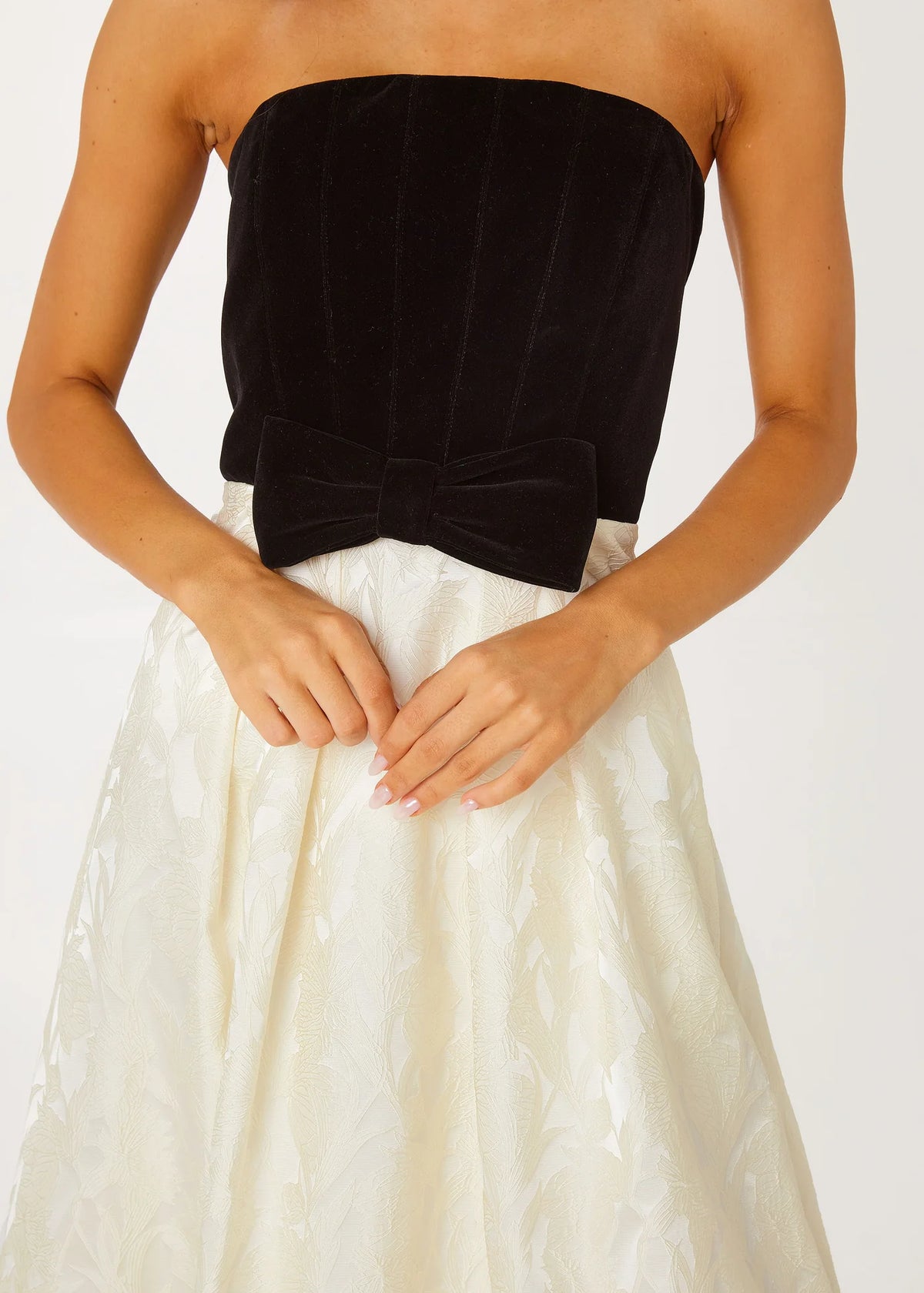 Catherine Gown Velvet and Ivory Embossed Satin