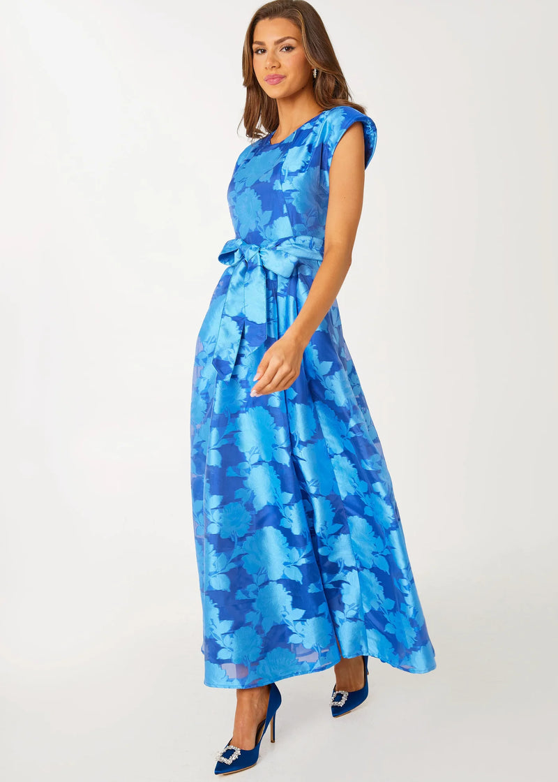 blue rose formal dresses Light Blue Long A-Line Prom Dress with Flowers Sky Blue / Small main image 1