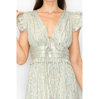 Ariel Metallic Stripe Midi Dress | Sage