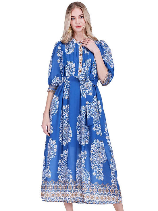 joy joy maxi dress Indigo Oasis Metal Print Size:PMP4XL Metal Print 17