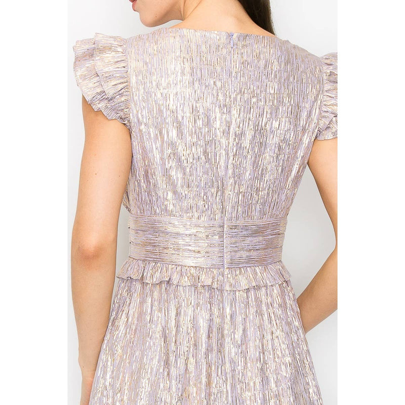 Ariel Metalic Stripe Midi Dress | Lavender