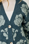 Floral Button Down Cardigan | Emerald