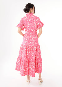 Sadie Maxi Dress Hot Pink Hibiscus Jacquard