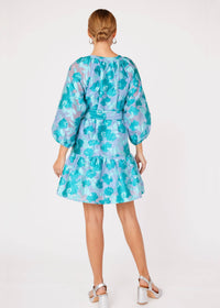 Elise Mini Dress in Mint Rose