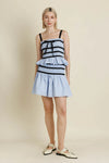 Contrast Trim Smocked Blouse